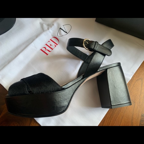 RED Valentino Genuine Calf Hair Platform Sandals - Picture 11 of 15